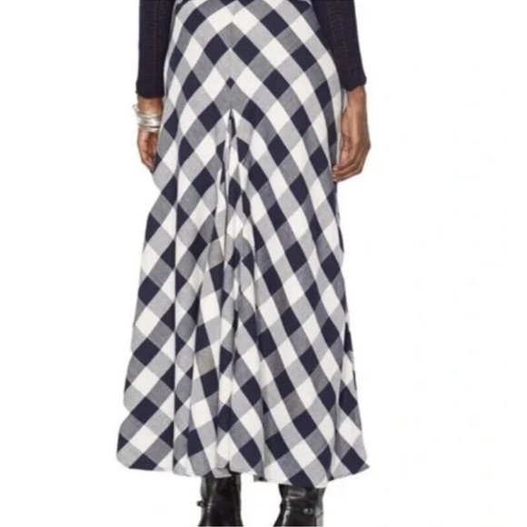 Lauren Ralph Lauren | buffalo plaid | asymmetrical | navy white | ruffle | skirt - Picture 2 of 16